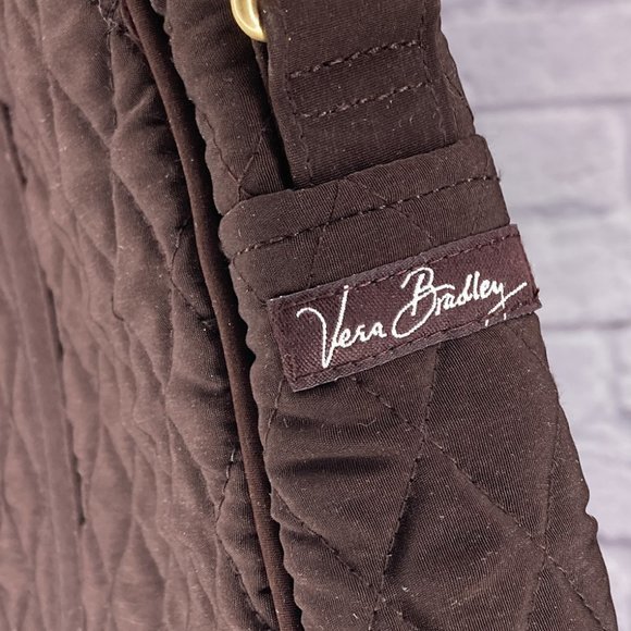 Vera Bradley Quilted Brown Microfiber Computer Laptop Bag Commuter Briefcase - Picture 4 of 4